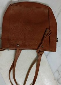 Stylish Brown Faux Leather Crossbody Bag
