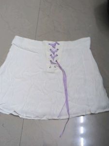 Shoujo Cute White Lace-Up Mini Skirt