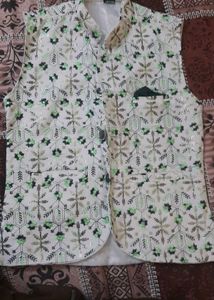 kid's green kurta with jacket