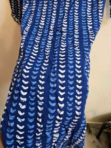 Blue &amp; White Printed Cotton Kurta