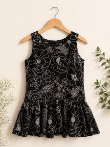 Chic Floral Sleeveless Peplum Top