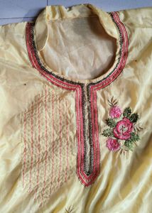 Yellow Embroidered Kurta with Pants