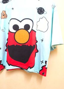 Cute Elmo Graphic Print Oversized T-Shirt