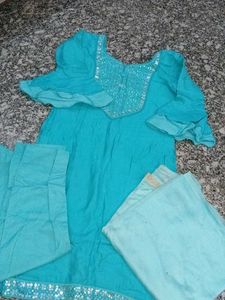Beautiful Teal Kurta Set with Sequins