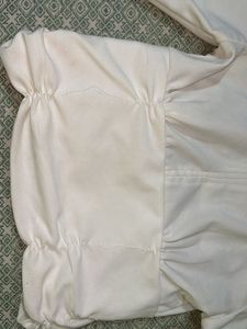 White Ruched Long Sleeve Top