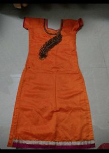 Orange Feather Print Kurta🧡