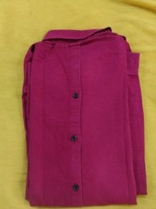 Men's Magenta Button-Up Shirt