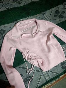 Pastel Pink Zipper Neck Top