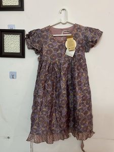 Fabindia Girls’ Lavender Floral Cotton Dress with