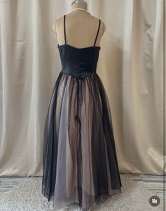 Elegant Black &amp; Nude Tulle Gown