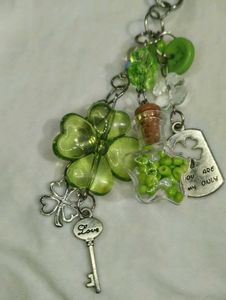 trendy Cute Green Lucky clover Charm Keychain