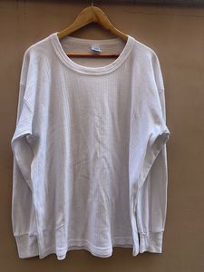 Classic White Ribbed Long Sleeve Top