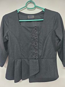 Elegant Black Peplum Top