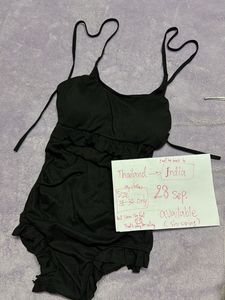 Stylish Black Ribbed Bikini 32-34