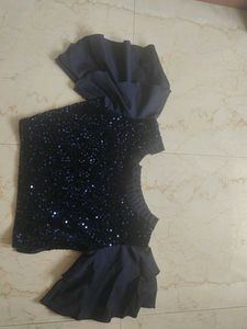 Sparkling Sequin Blouse with Ruffle Sleeves