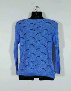 Blue Knit Open Weave Sweater