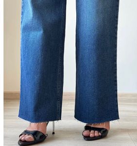 Blue Wide Leg Denim Jeans
