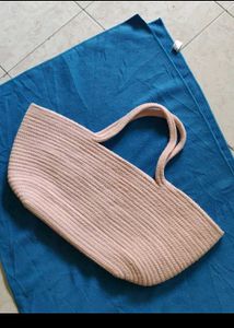 Chic Pink Woven Tote Bag(handmade)