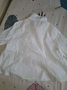 White Smocked Button-Up Blouse