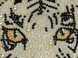 Embellished Tiger Face with pearls and stones