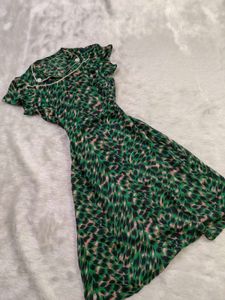 Chic Green Leopard Print Dress