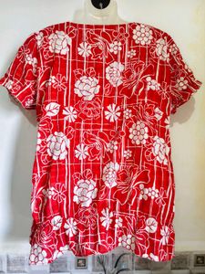 Chic Red Floral Print Top for large -XL SIZE