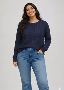 Navy Blue Waffle Knit Sweater