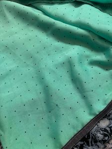 Beautiful Teal Saree with Polka Dots and Blouse