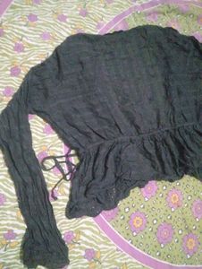 Flowy Dark Grey Ruffle Top