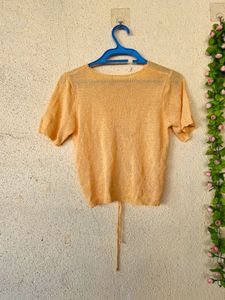 Peach Ruched V-Neck Top