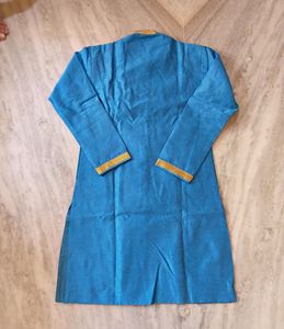 Blue Kurta with Gold Trim