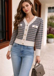 Chic Tweed Knit Cardigan