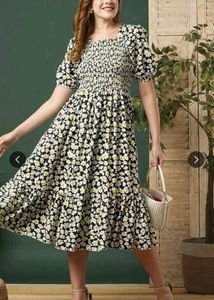 Floral Smocked Puff Sleeve Maxi Dress