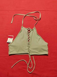 High Neck Lace-Up Halter Top