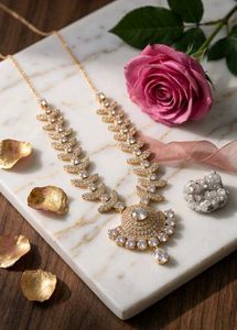 🌟 Elegant Pave Crystal Leaf Necklace