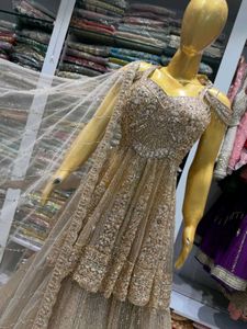 ✨️champagne gold peplum lehenga Set✨️