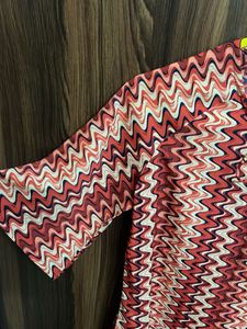 Boho Chevron Print Tie-Neck Top