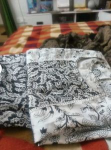 Black &amp; White Floral Kurta Set