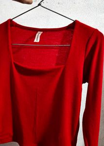 Red Long Sleeve Top