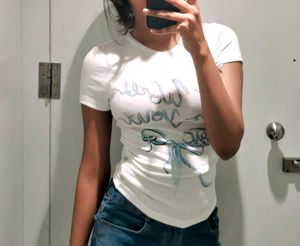 Cute White Graphic Top