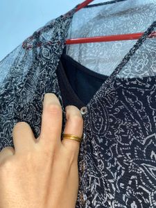 Sheer Black Printed Maxi Dress