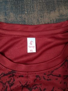 Yuvaa Dark Maroon Round Neck Tshirt For Men