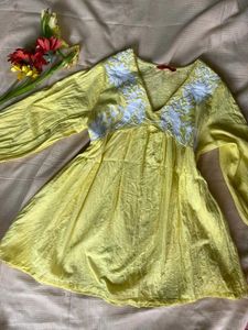 Butter Yellow Short Kurti
