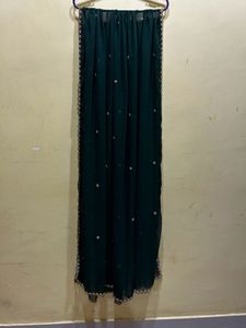 Organza Green Colour Half Saree