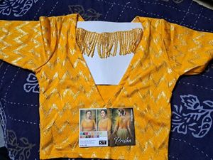 Vibrant Yellow Golden Blouse with Beauti