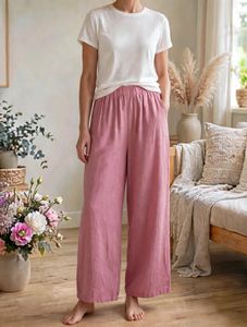 Pink Wide Leg linen Pants