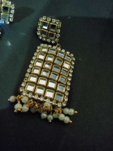 Sparkling Mirror Tile Dangle Earrings