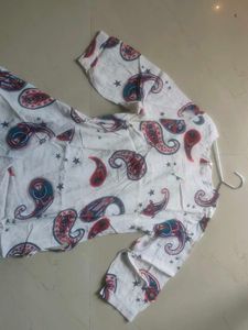 White Kurta with Paisley Print