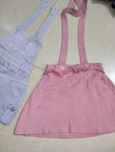 Cute Denim &amp; Pink Overalls Skirts