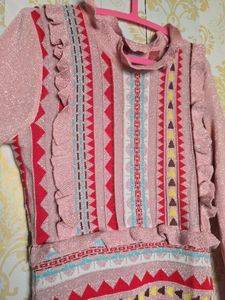 Pink Aztec Print Knit Dress
